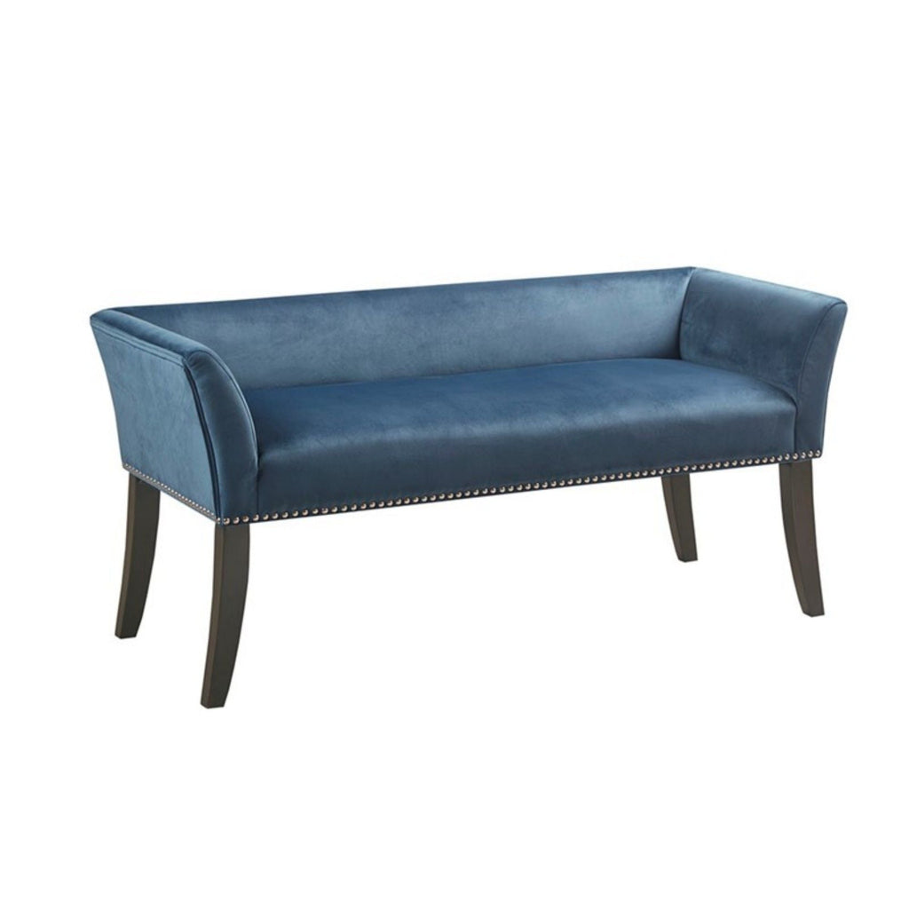 Welburn Upholstered Bench with Low Back and Flared Arms - Blue, Light Blue, or Beige