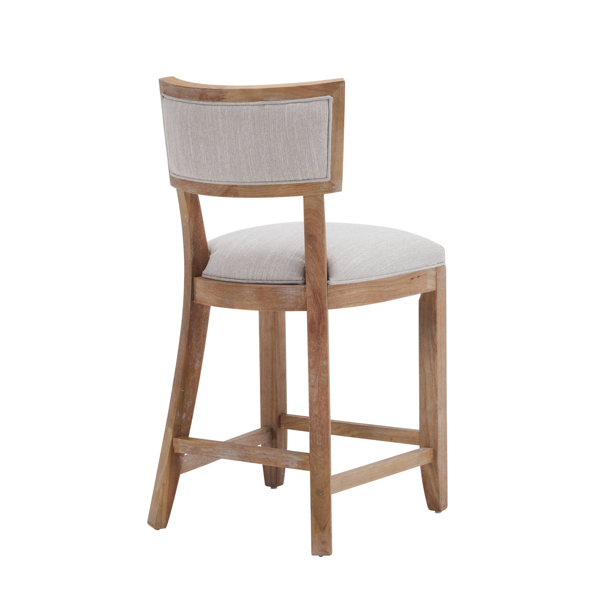 Upholstered Counter Stools Set of 2 with Ergonomic Back - Beige & Natural