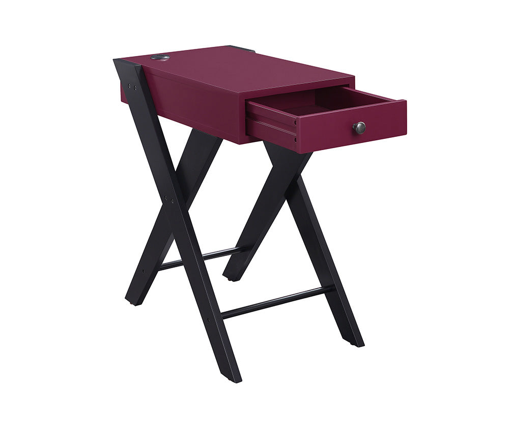 Fierce Accent Table with Built-in USB Port - Burgundy