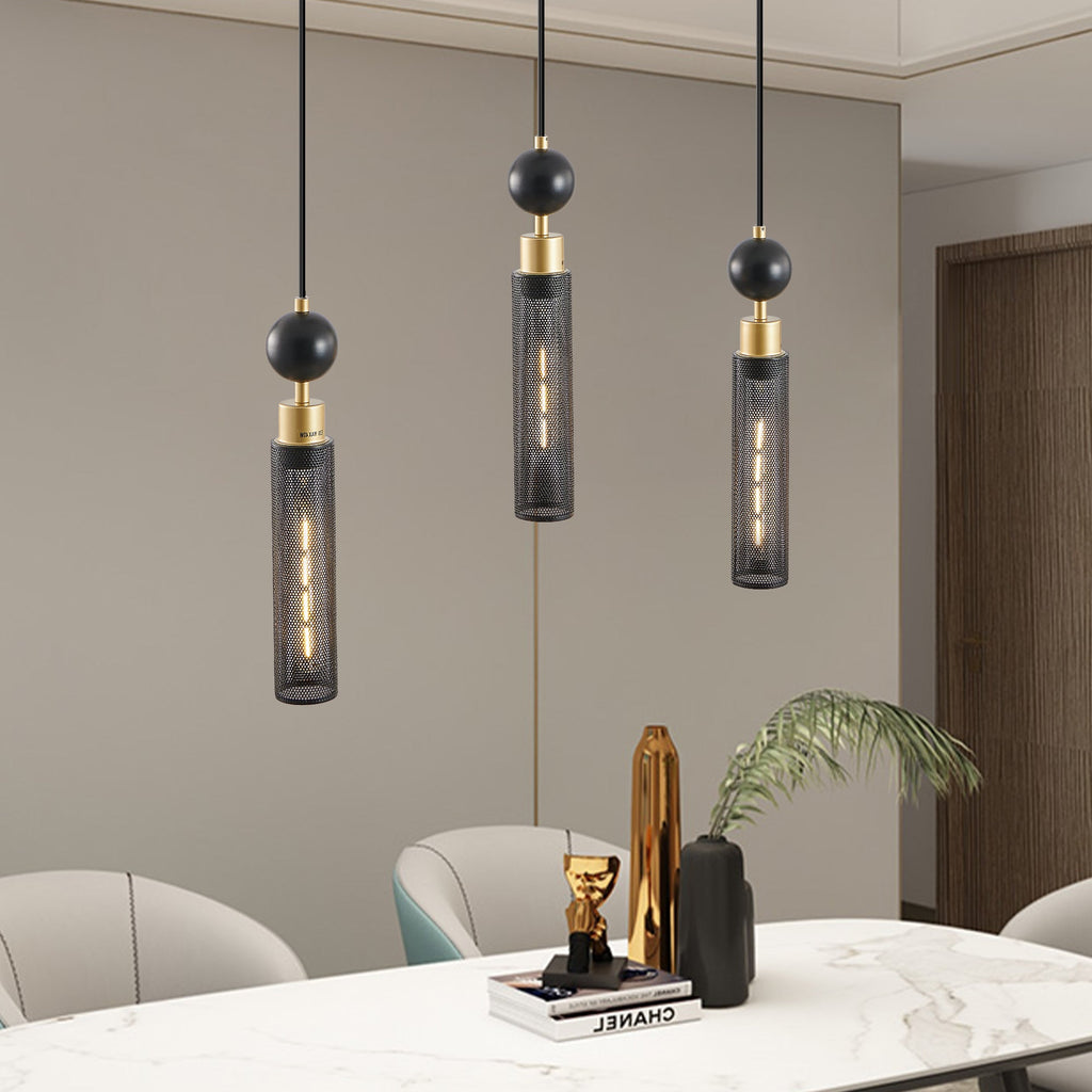 Modern Pendant Chandelier with Adjustable Lighting - Black & Gold