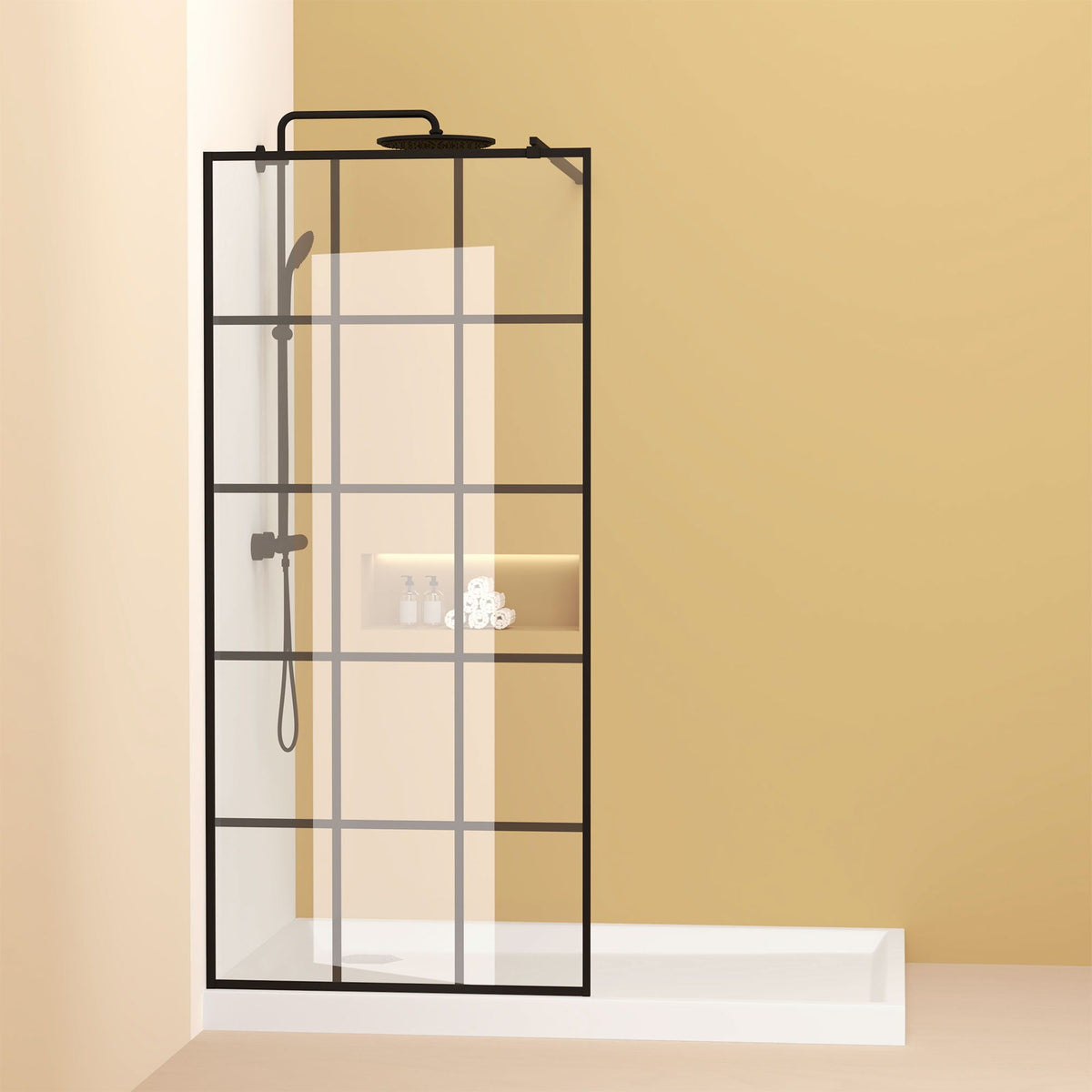 Framed Glass Shower Screen with Tempered Safety Glass - Matte Black