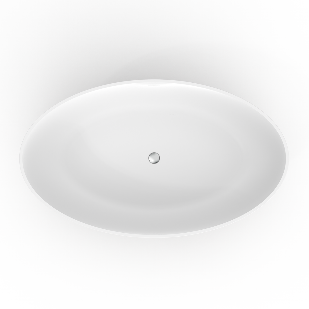 67 Inch Freestanding Solid Surface Soaking Bathtub with Matte Finish - White+Walnut or Black