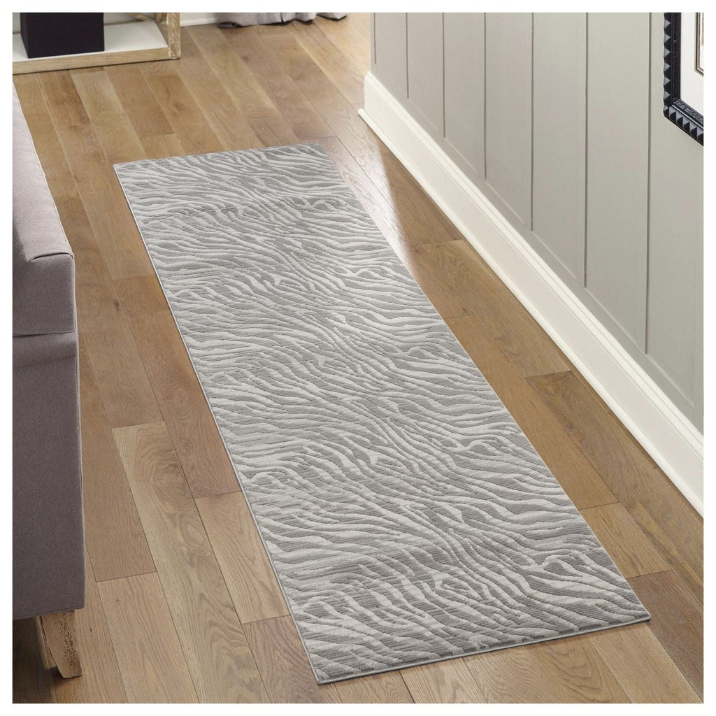 Geometric 3D Effect Area Rug with Ultra-Soft Fibers - Gray