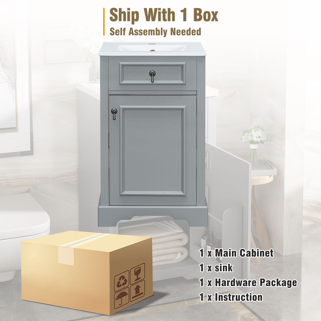 Elegant Bathroom Vanity with Ceramic Sink and Soft-Close Door - Multiple Colors