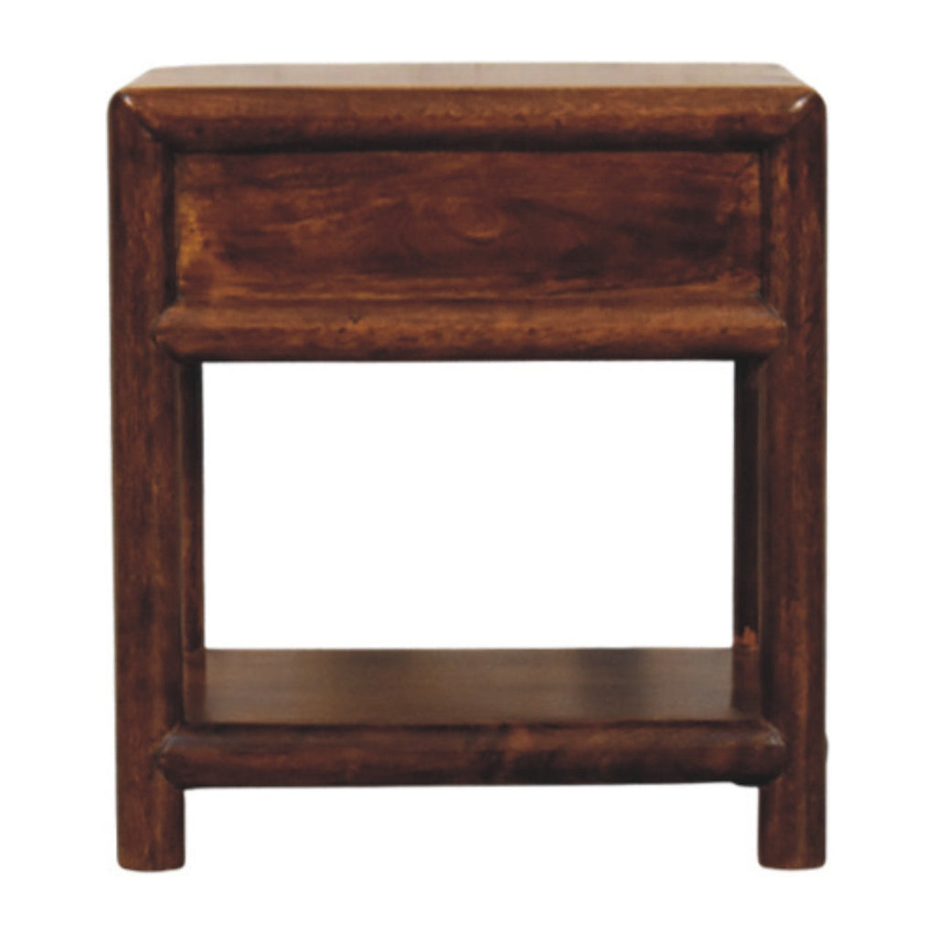 Solid Wood Regency Nightstand with Drawer and Open Shelf - Chestnut