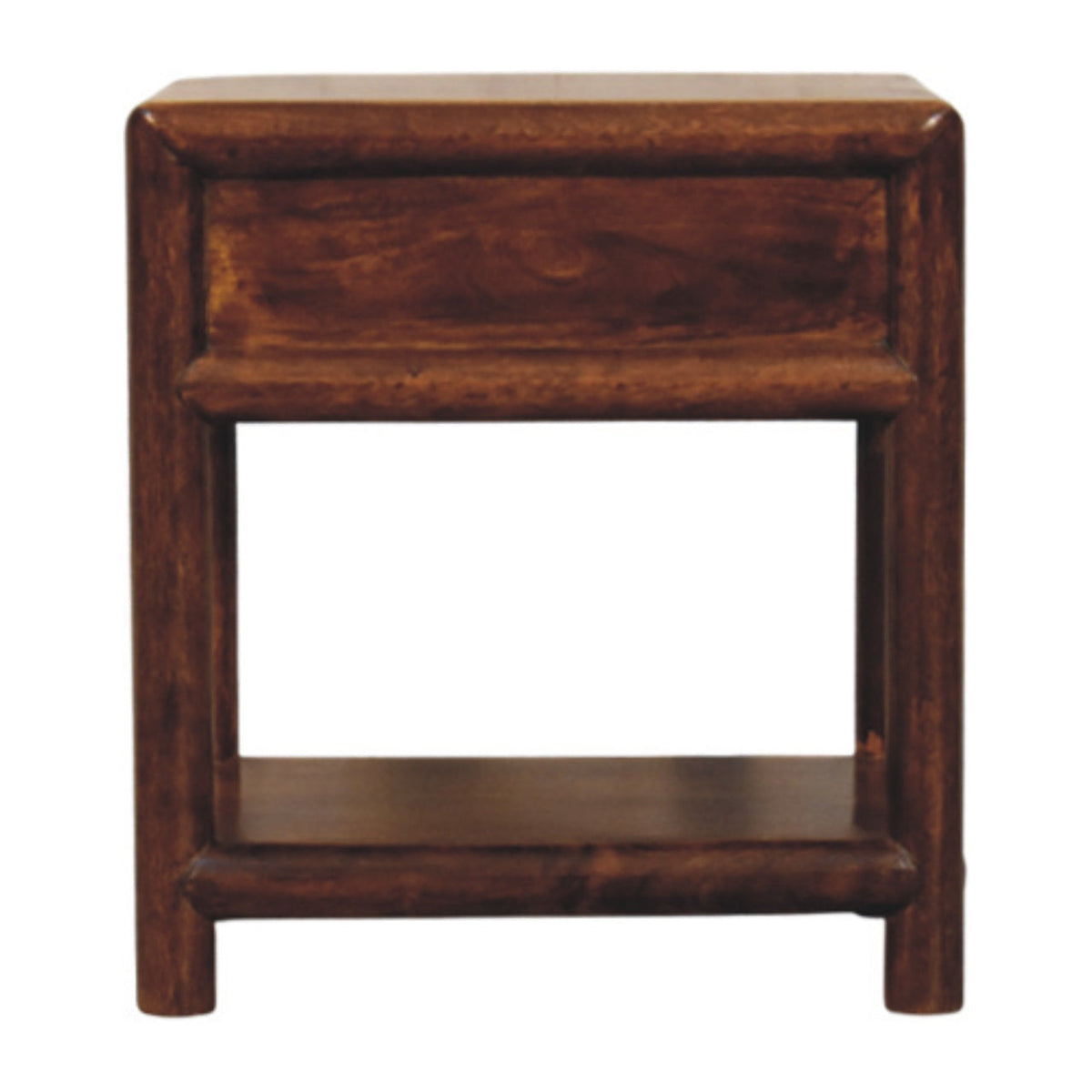 Solid Wood Regency Nightstand with Drawer and Open Shelf - Chestnut