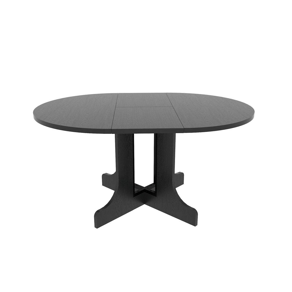 Expandable Oval Farmhouse Dining Table with Removable Leaf and X-Shaped Base - Black