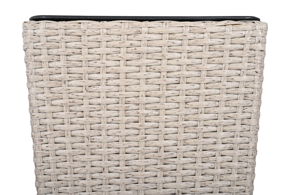 Beige PE Wicker Planters Set with Iron Frame, 2-Piece - Outdoor Flower Pots