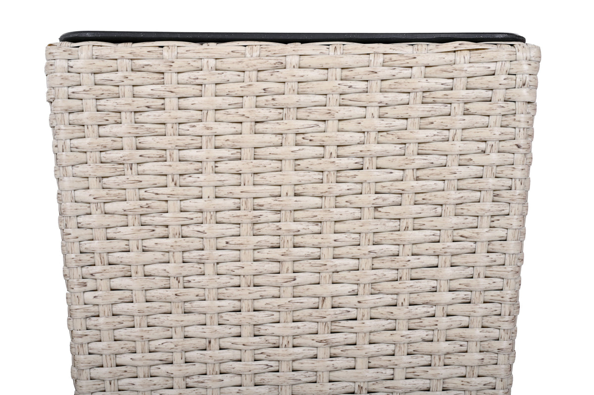 Beige PE Wicker Planters Set with Iron Frame, 2-Piece - Outdoor Flower Pots