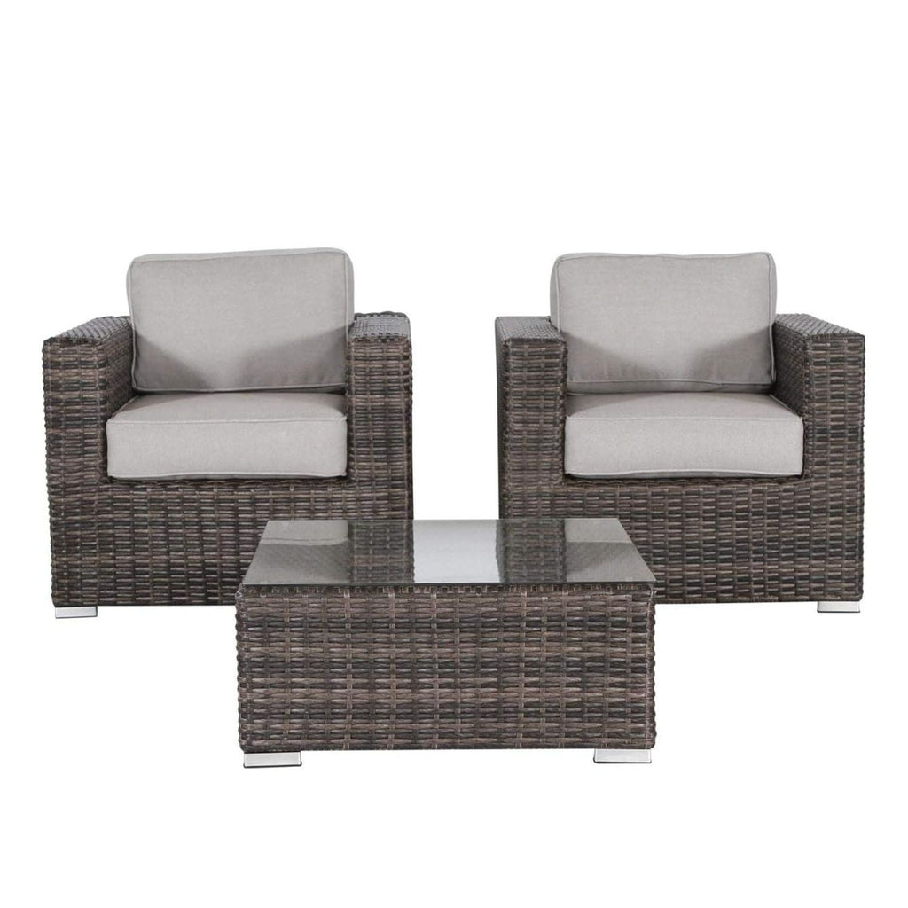 Wicker Outdoor Seating Group Set with Cushions and Table - Multiple Colors