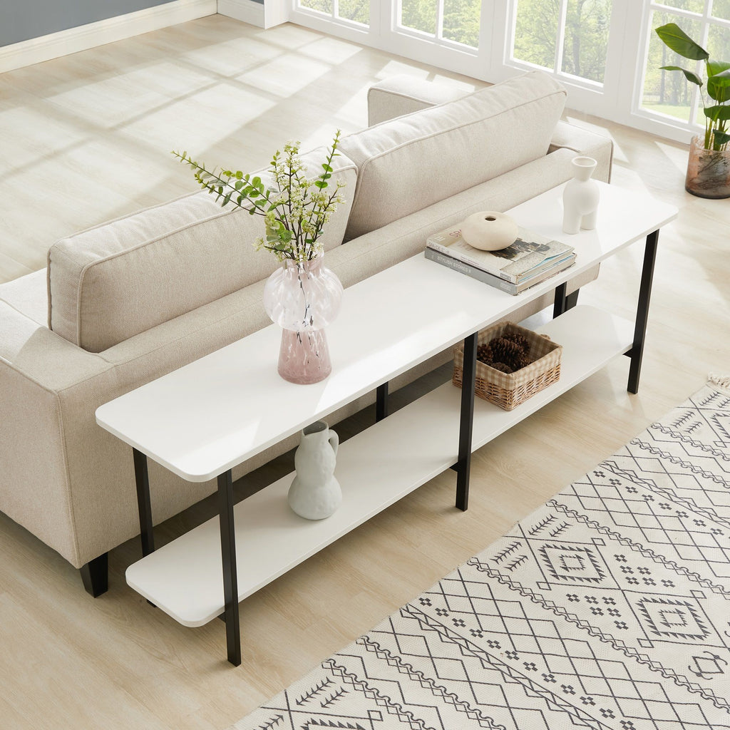Celine 2 Shelf Console Table with Durable Construction - Gray, White, Black