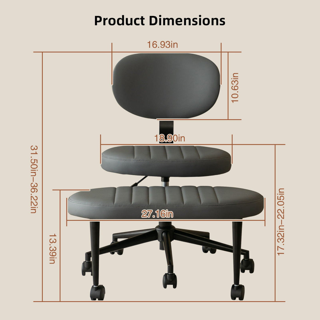 Ergonomic Cross Legged Office Chair with Back Support - Multiple Colors