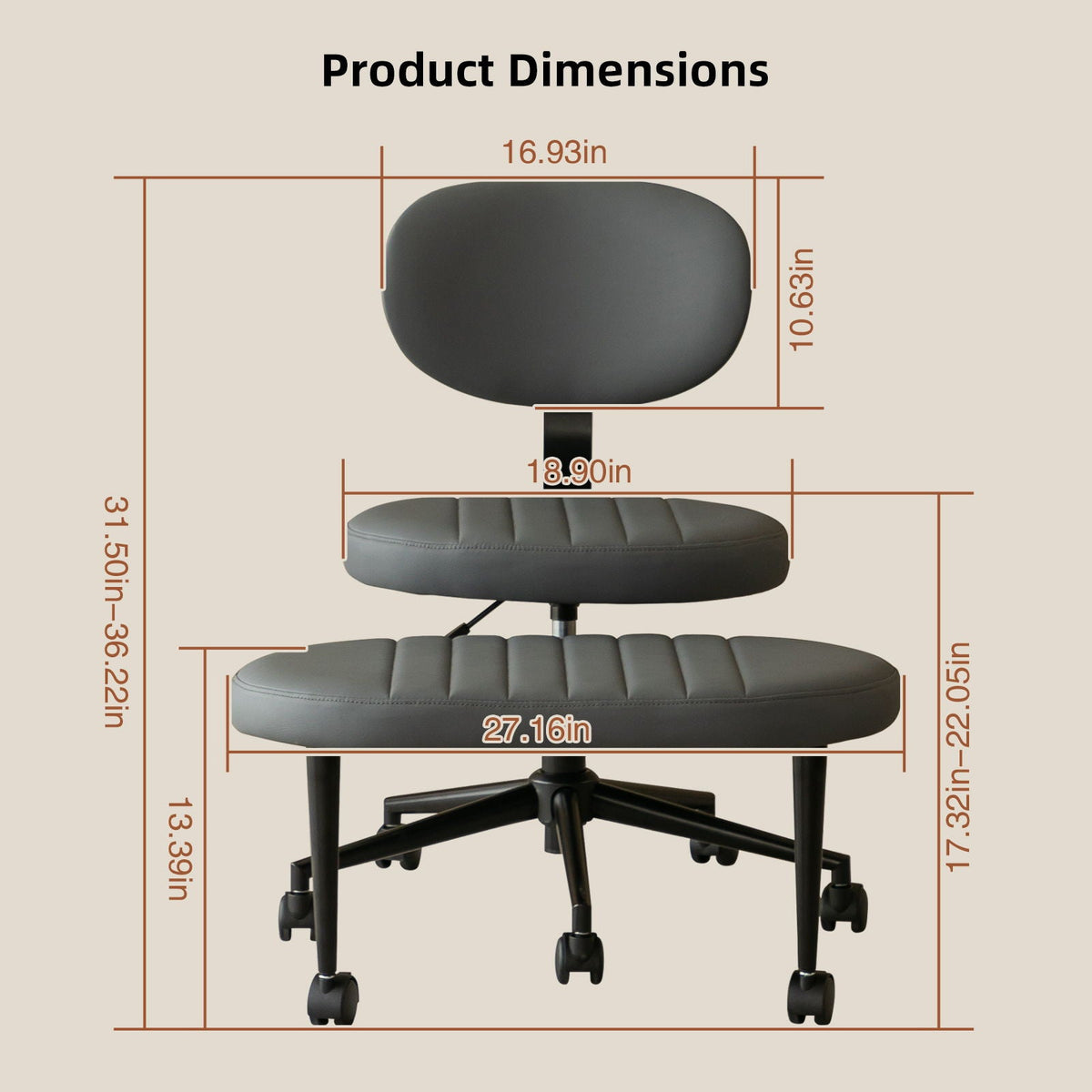 Ergonomic Cross Legged Office Chair with Back Support - Multiple Colors