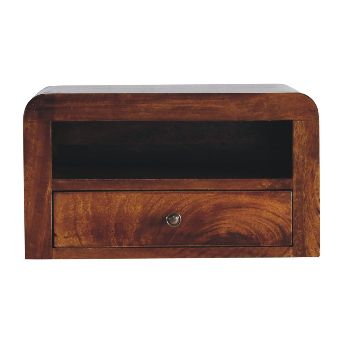 Chunky Chestnut Floating Bedside Nightstand with Drawer and Shelf - Chestnut