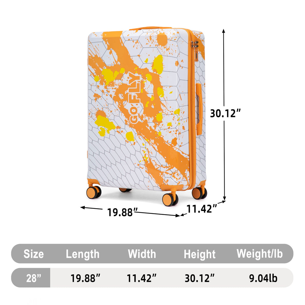 28 Inch PC Spinner Wheel Luggage with Combination Lock - Orange