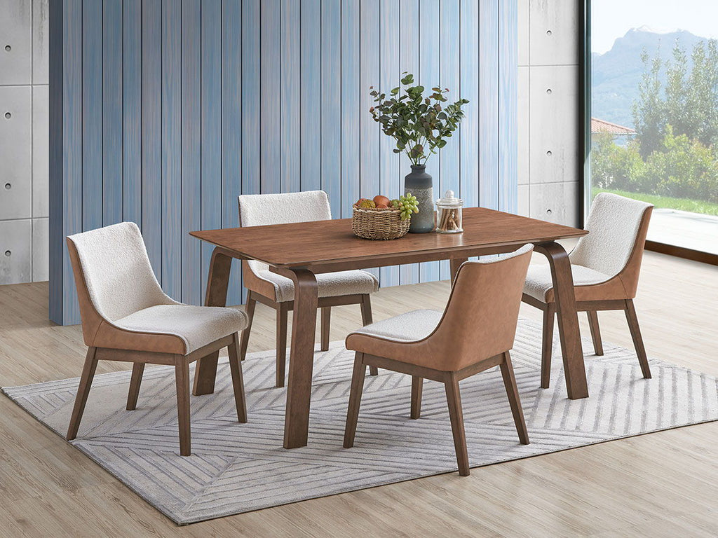 Walnut 5 Piece Dining Room Set with Side Chairs - Ginny Collection