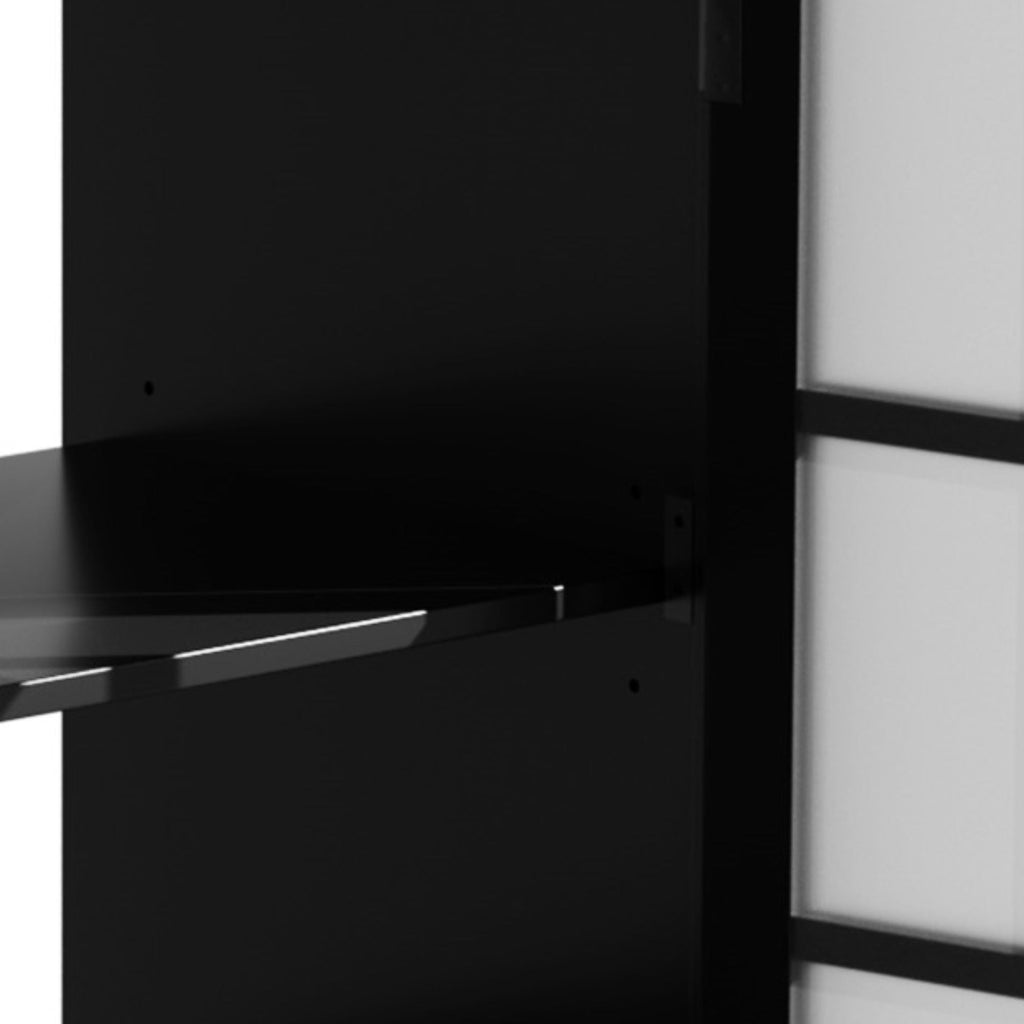 Modern Bathroom Vanity With Ceramic Sink, Tempered Blurred Glass Doors