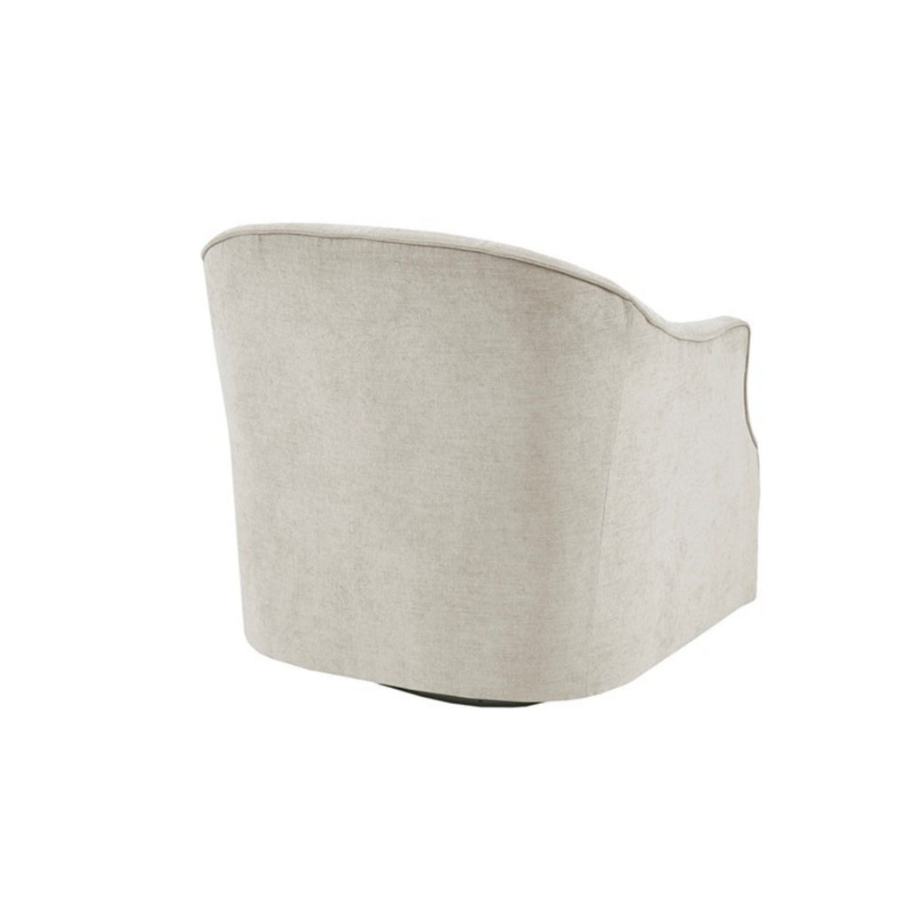 Beige Swivel Chair with 360 Degree Rotation - Solid Wood Frame
