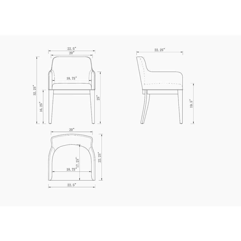 Gansevoort Dining Armchair with Vegan Upholstery - Gray or Dark Gray