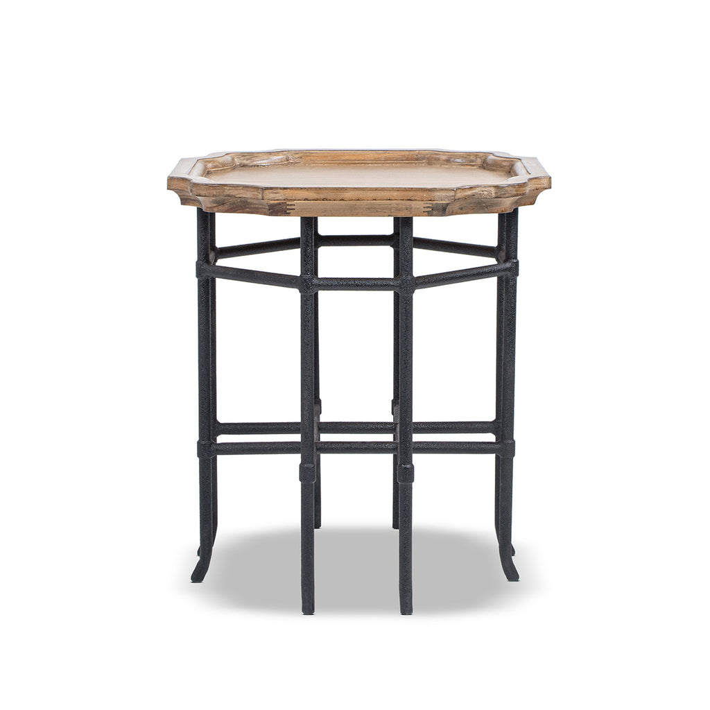 Foundry 24" Square Reclaimed Pine Wood & Iron Side Table with Tray Top - Antique