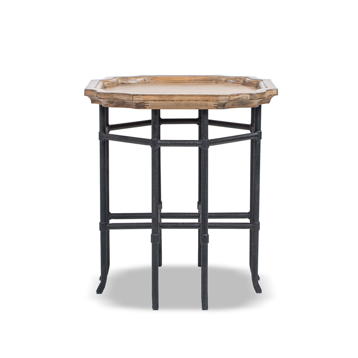 Foundry 24" Square Reclaimed Pine Wood & Iron Side Table with Tray Top - Antique