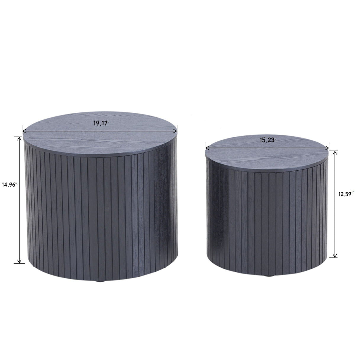 Handcrafted Nested Table Set, 2 Pieces - Black, White, or Dark Brown