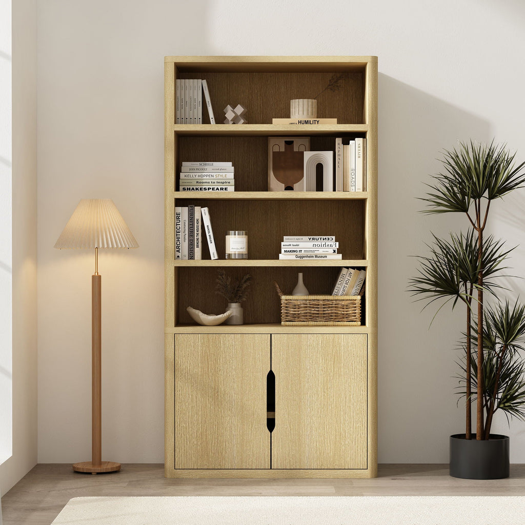 Modern Bookcase Cabinet with Adjustable Shelves - Black, Light Brown, Dark Brown