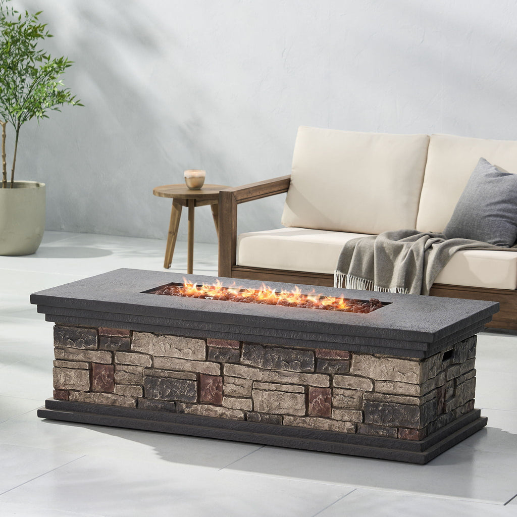 Fire Pit with Lightweight Concrete and Steel Frame - Dark Gray