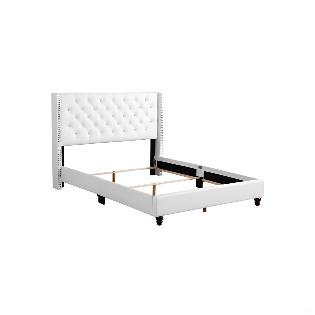 Upholstered Nailhead Trim Chic Bed with Tufted Headboard - Multiple Colors