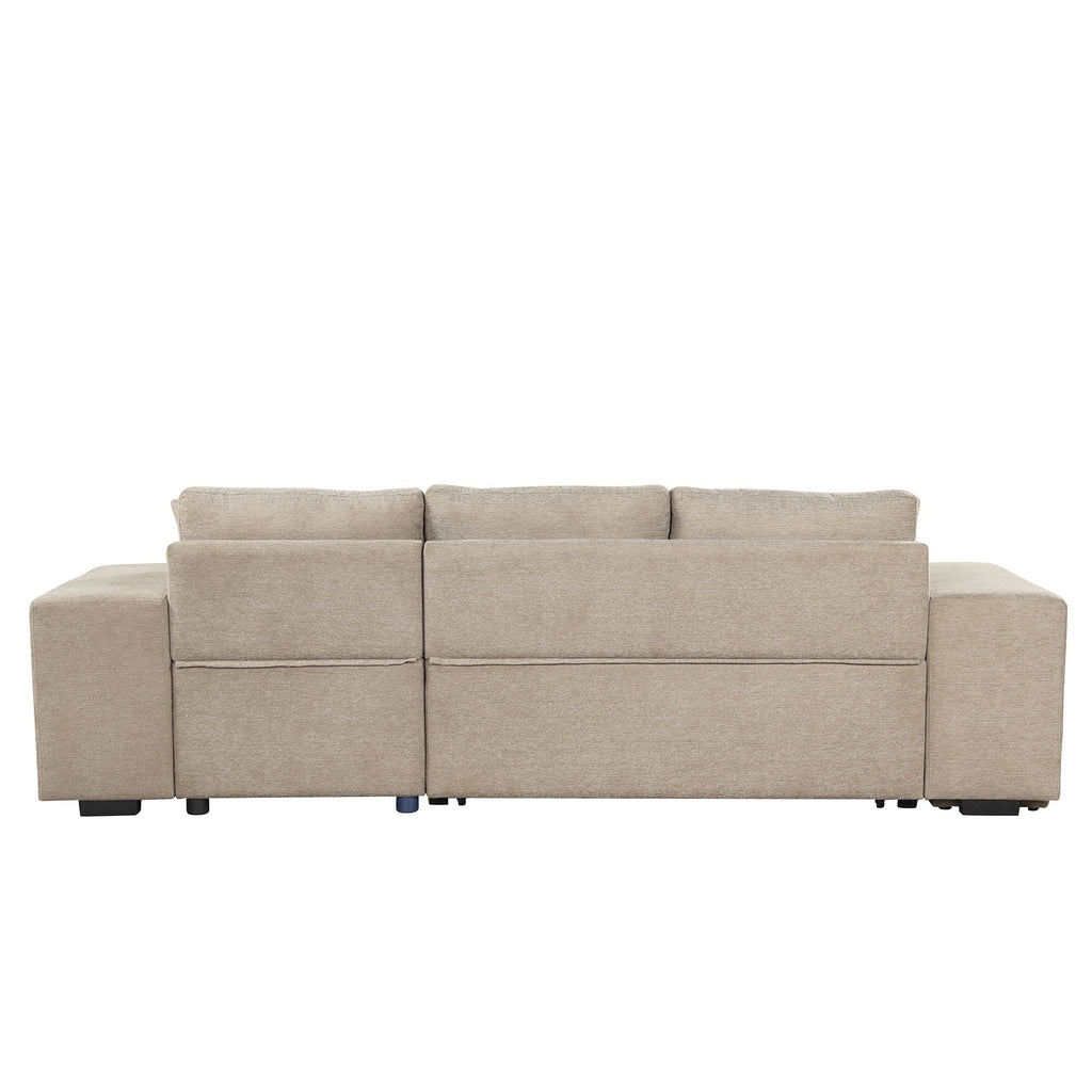 Reversible L-Shape Sleeper Sectional Sofa with Storage Chaise and 2 Stools - Multiple Colors