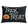 Embroidered Halloween Lumbar Pillow with Festive Designs - Black
