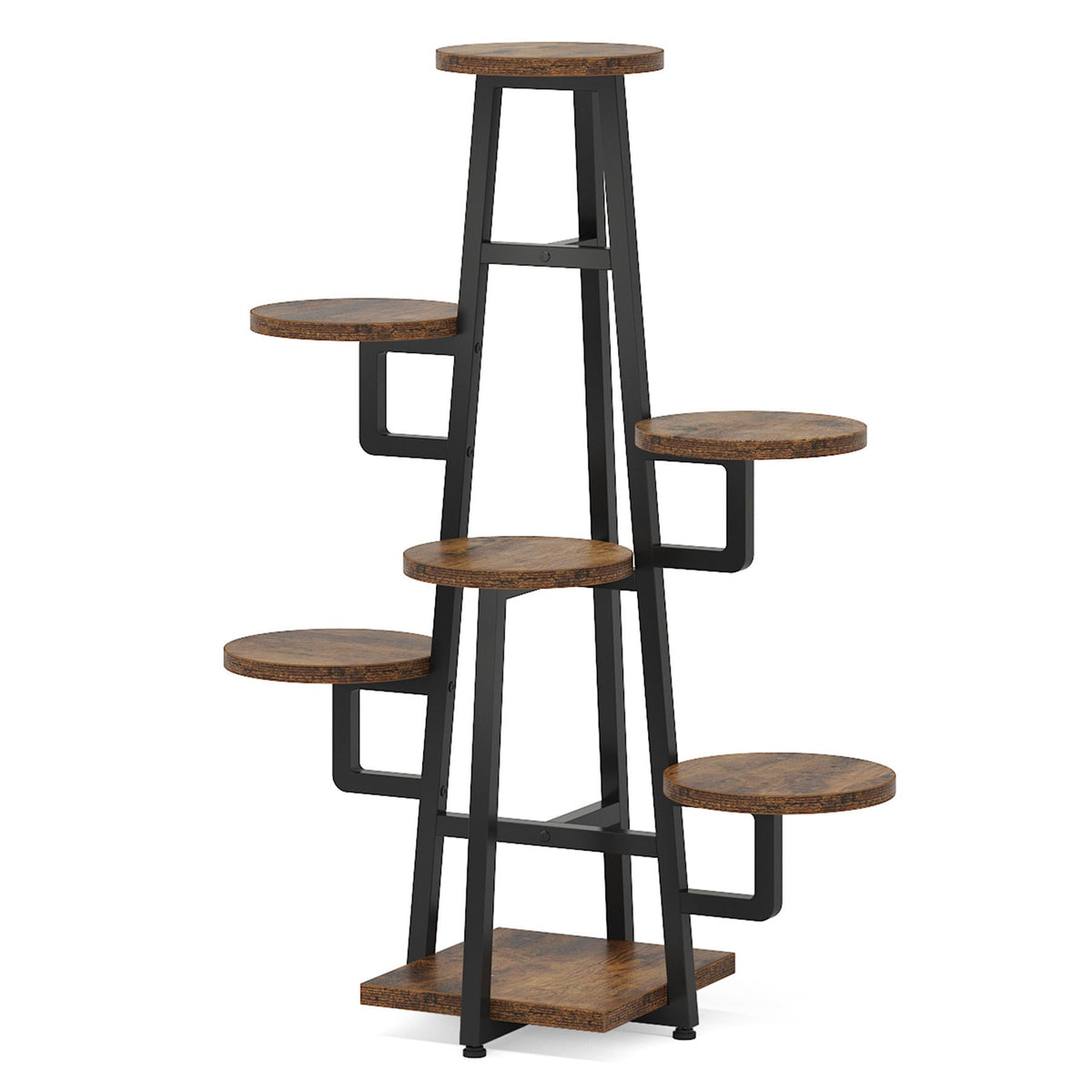 7 Tier Corner Plant Shelf with High Low Design - Dark Brown or White