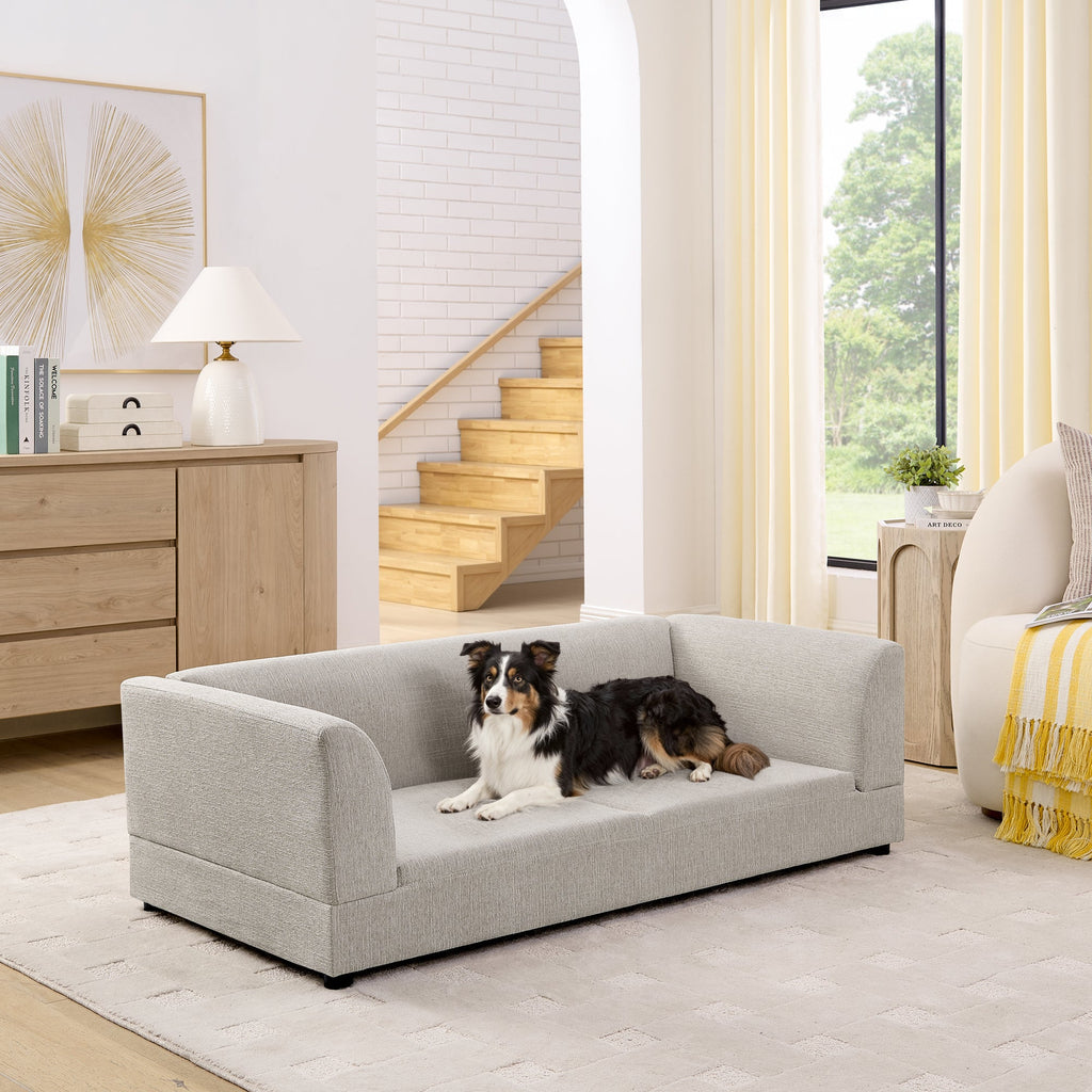 Oversized Pet Sofa for Medium/Large Dogs with Soft Cushion - Linen