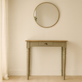 Solid Wood Hand Painted Writing Desk with 1 Drawer - French Grey & Oak