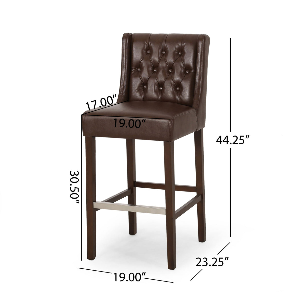 Upholstered Barstool with Button Tufted Wing Back - Multiple Colors