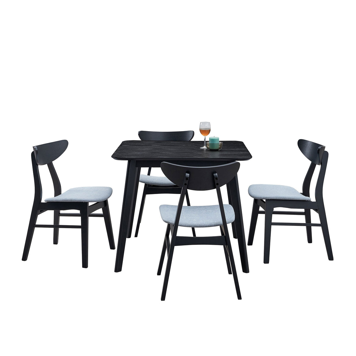 Wooden Dining Chairs Set of 2 with Soft Upholstery - Baby Blue