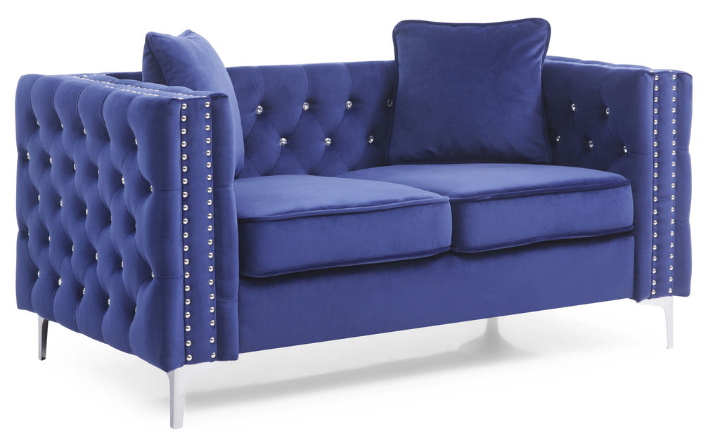 Elegant Track Arm Loveseat with Tufted Micro Suede - Multiple Colors