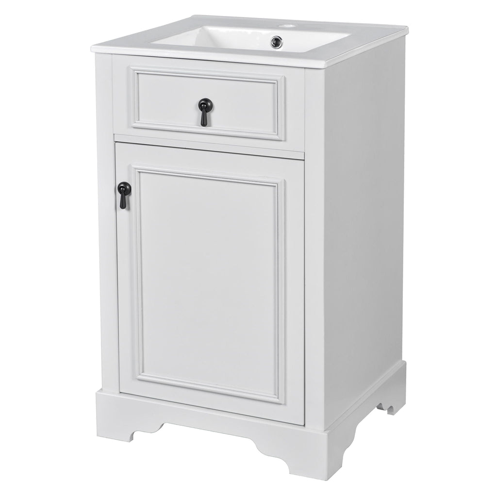 Elegant Bathroom Vanity with Ceramic Sink and Soft-Close Door - Multiple Colors