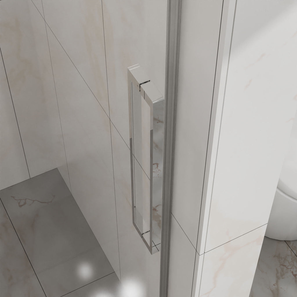 Frameless Tub Sliding Shower Door with Easy Clean Coating - Black or Pearl Silver