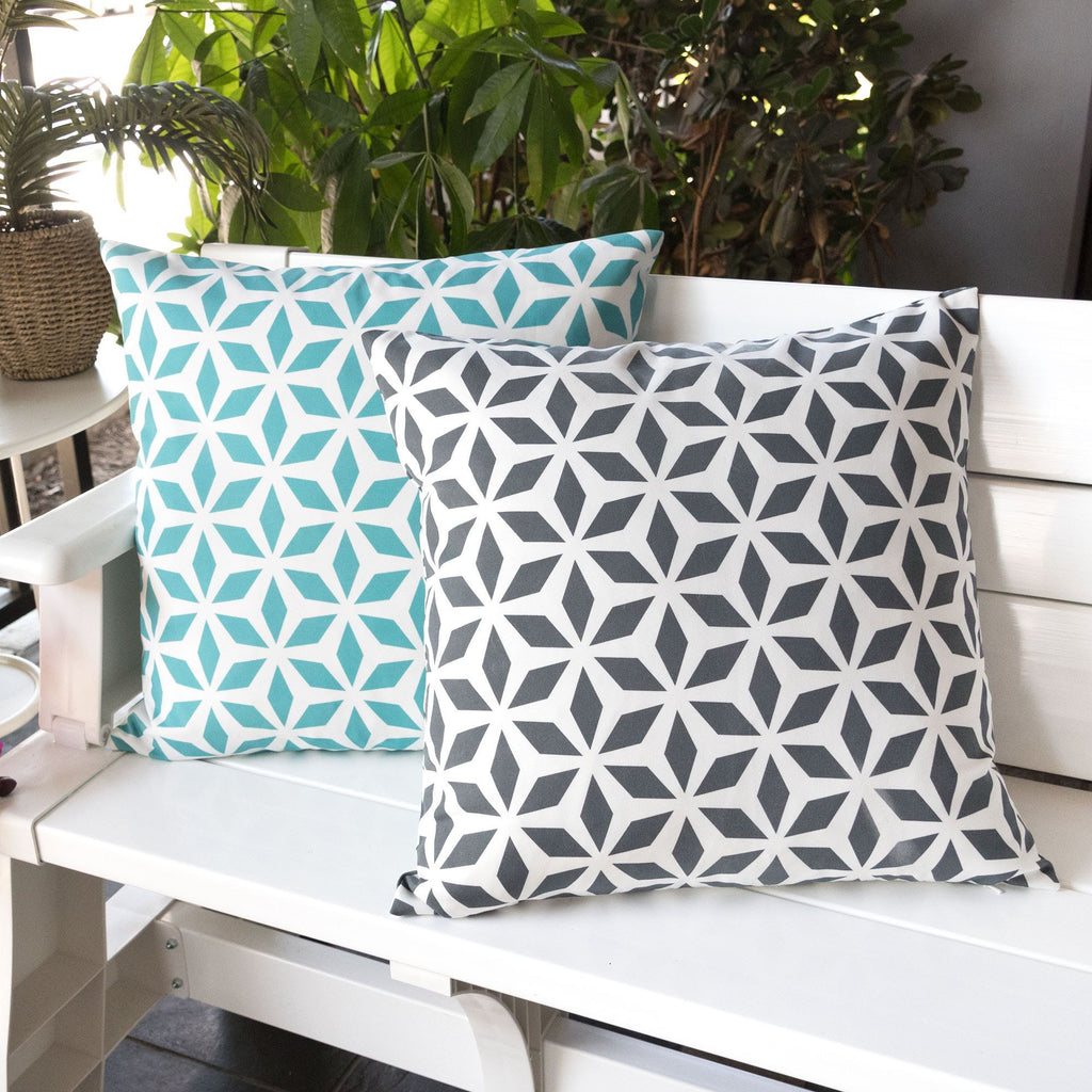 Crystal Burst Outdoor & Indoor Pillow with Weather Resistant Fabric - Light Blue or Black