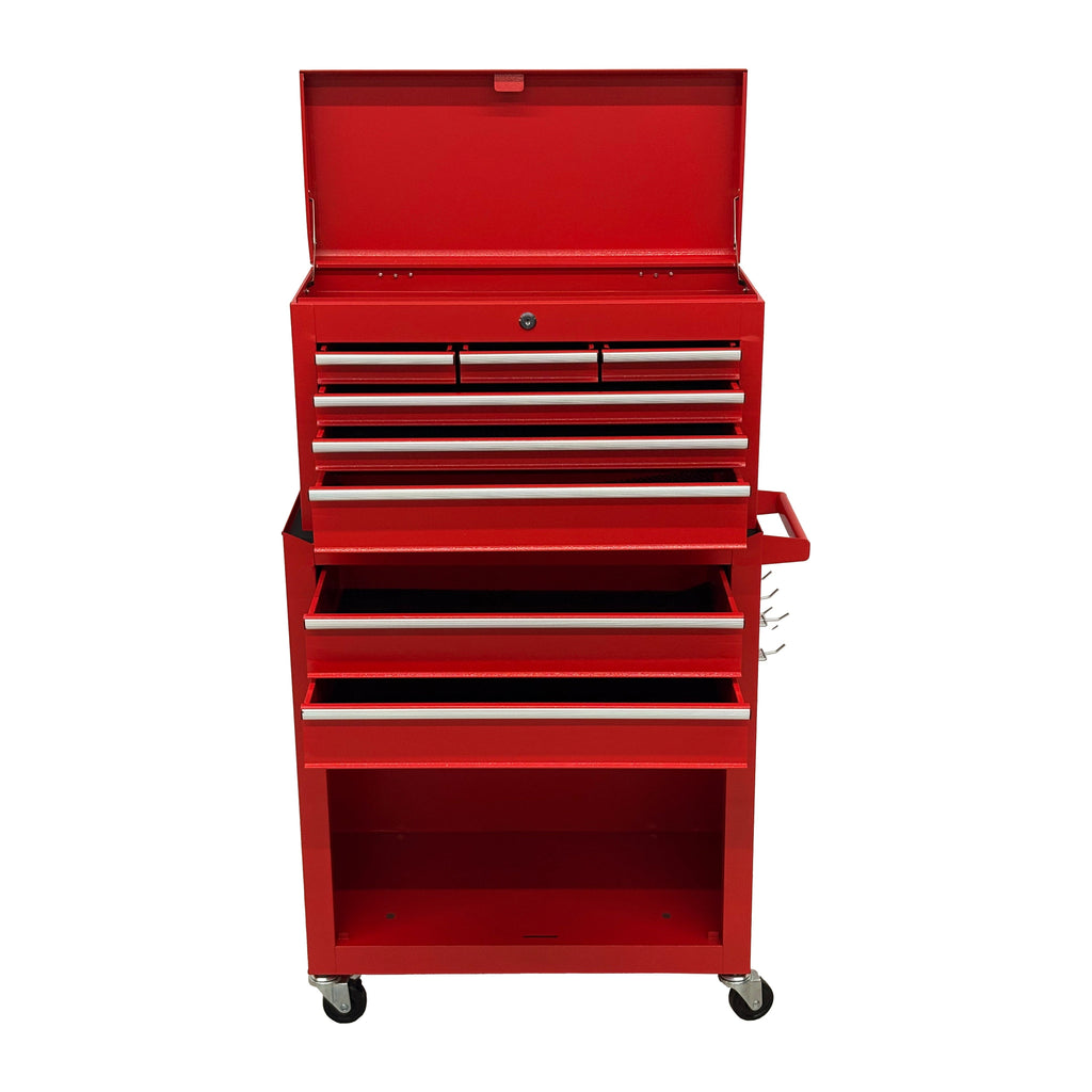 8-Drawer High-Capacity Rolling Tool Chest with Multi-Level Storage - Red