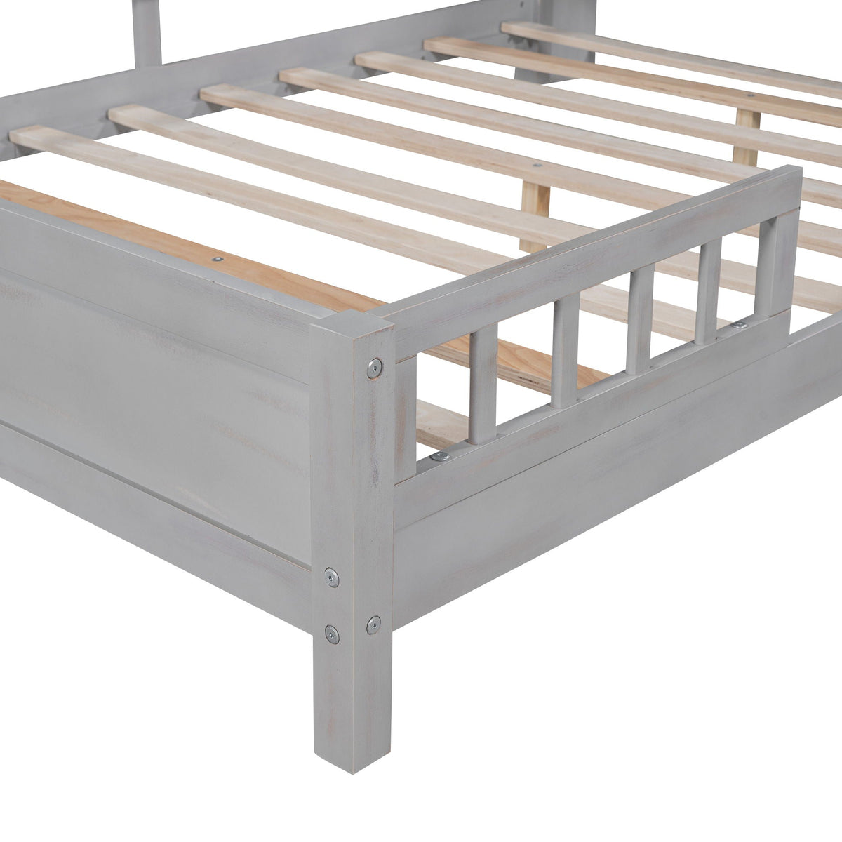 Wood Platform Storage Bed with LED Light & Storage Headboard - White or Dark Gray