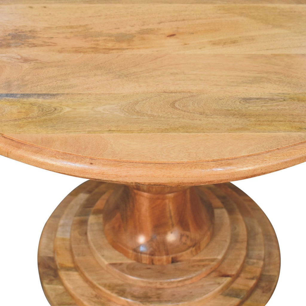Solid Wood Round Dining Table with Classic Turned Base - Oak-ish