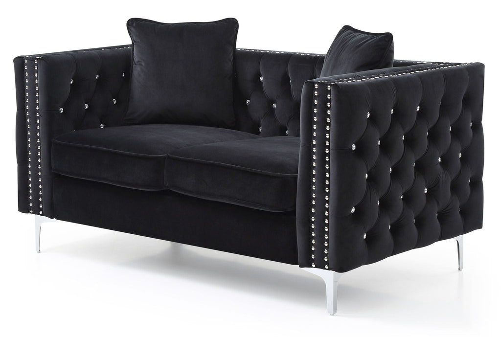 Elegant Track Arm Loveseat with Tufted Micro Suede - Multiple Colors