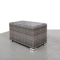 Gray Slatted Side Table with Rustproof Aluminum Top - Mixed Gray