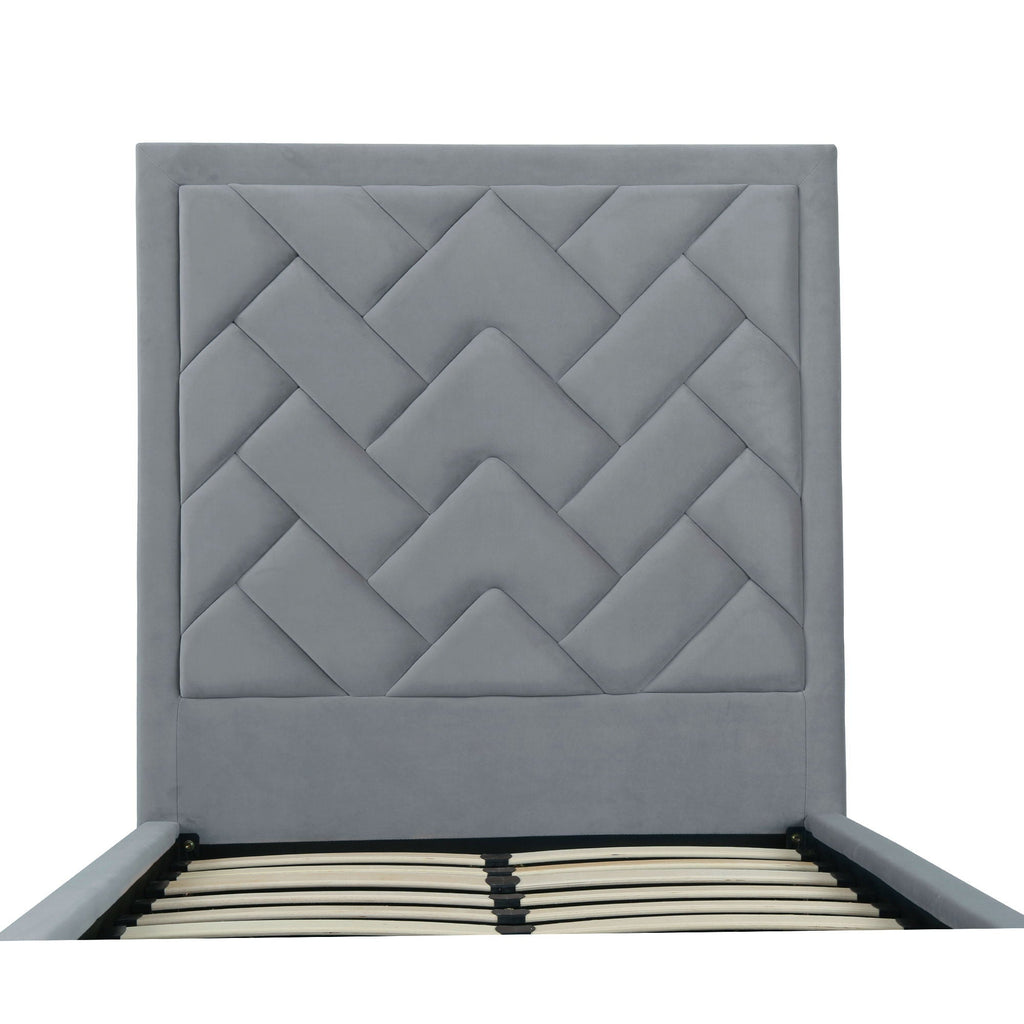 Upholstered Bed with Headboard and Slats - Multiple Colors