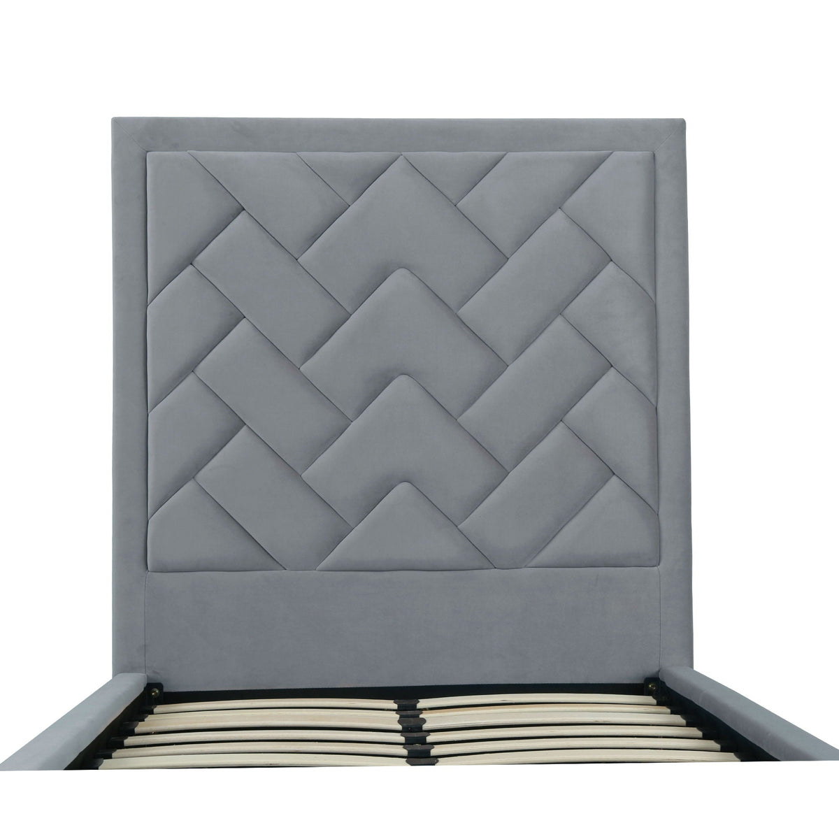 Upholstered Bed with Headboard and Slats - Multiple Colors