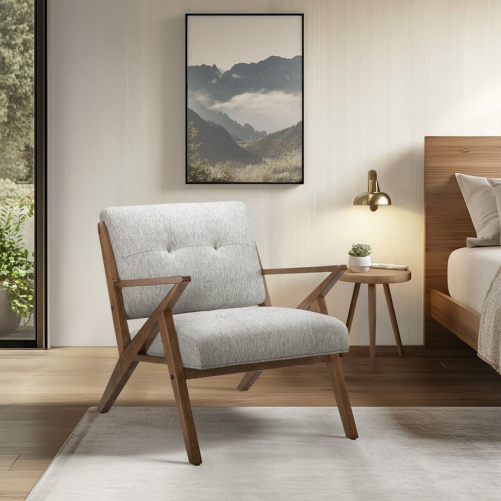 Rocket Lounge Chair with Solid Wood Frame - Light Gray