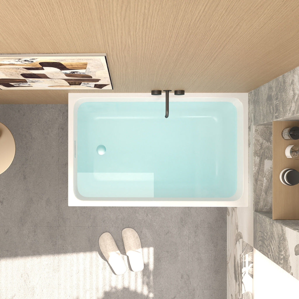 Gloss White Freestanding Bathtub with Drain – Rectangular Shape
