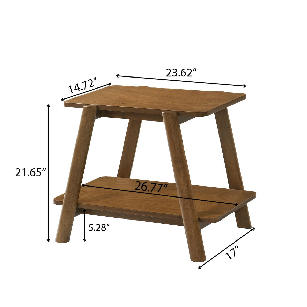Mid-Century Modern Wood Shelf 3 Piece Coffee Table Set with Storage Shelf - Walnut